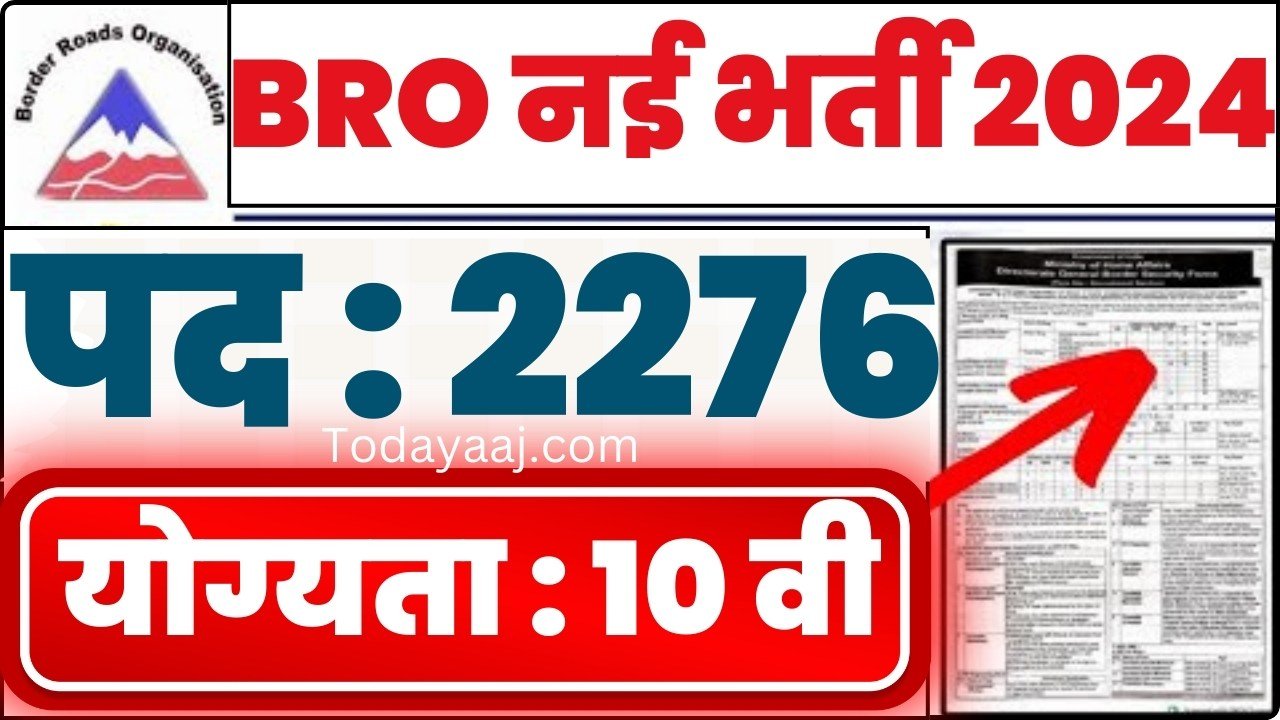 BRO New Bharti 2024 : सीमा सड़क संगठन के तरफ से ड्राइवर, कुक ,एमटीएस तथा अन्य पदों पर सूचना जारी, ऐसे करें आवेदन